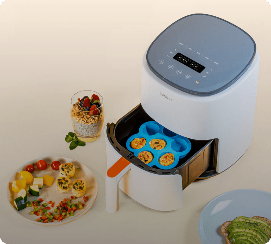 COSORI air fryer with breakfast dishes