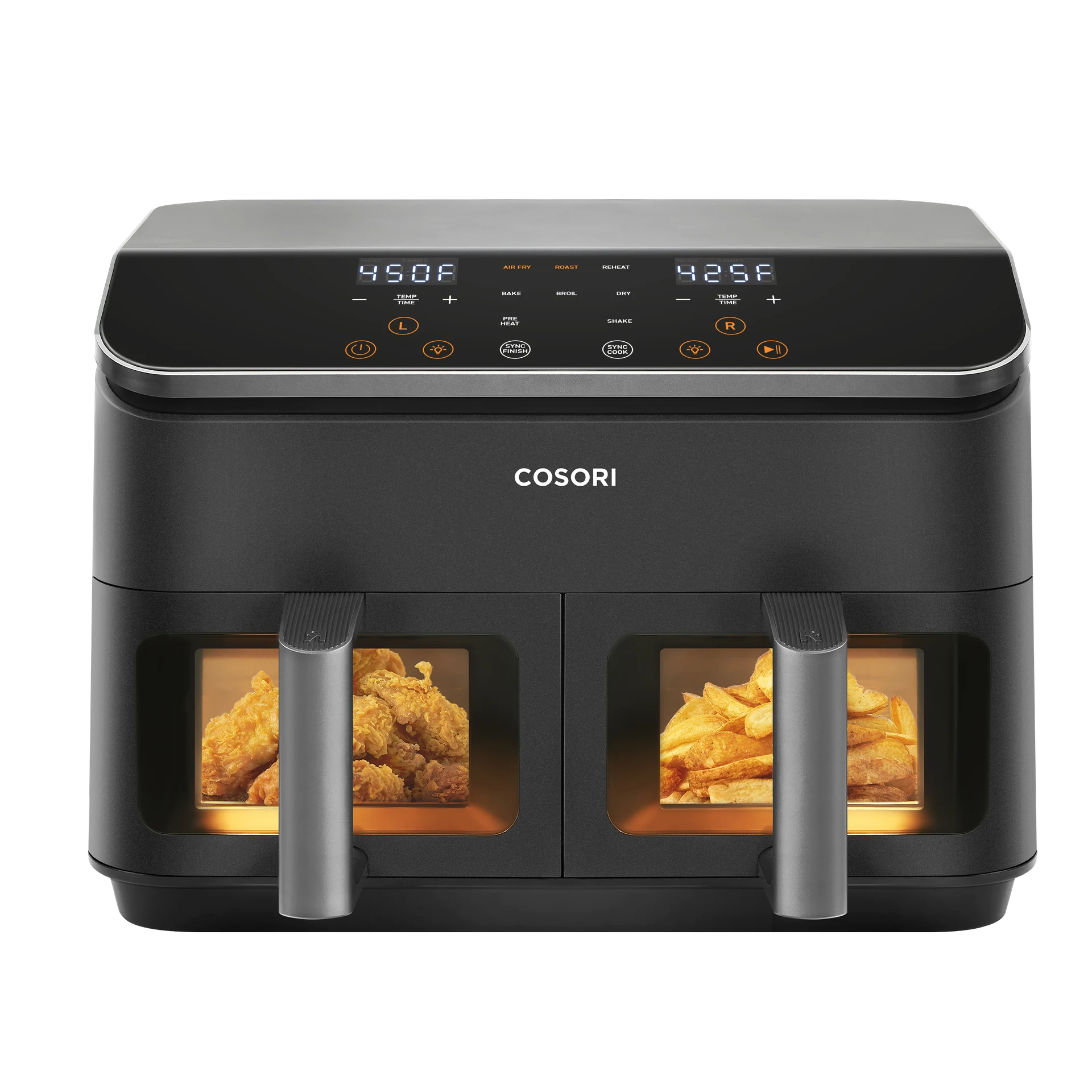 Cosori 9.0-Quart Dual Basket Air Fryer features