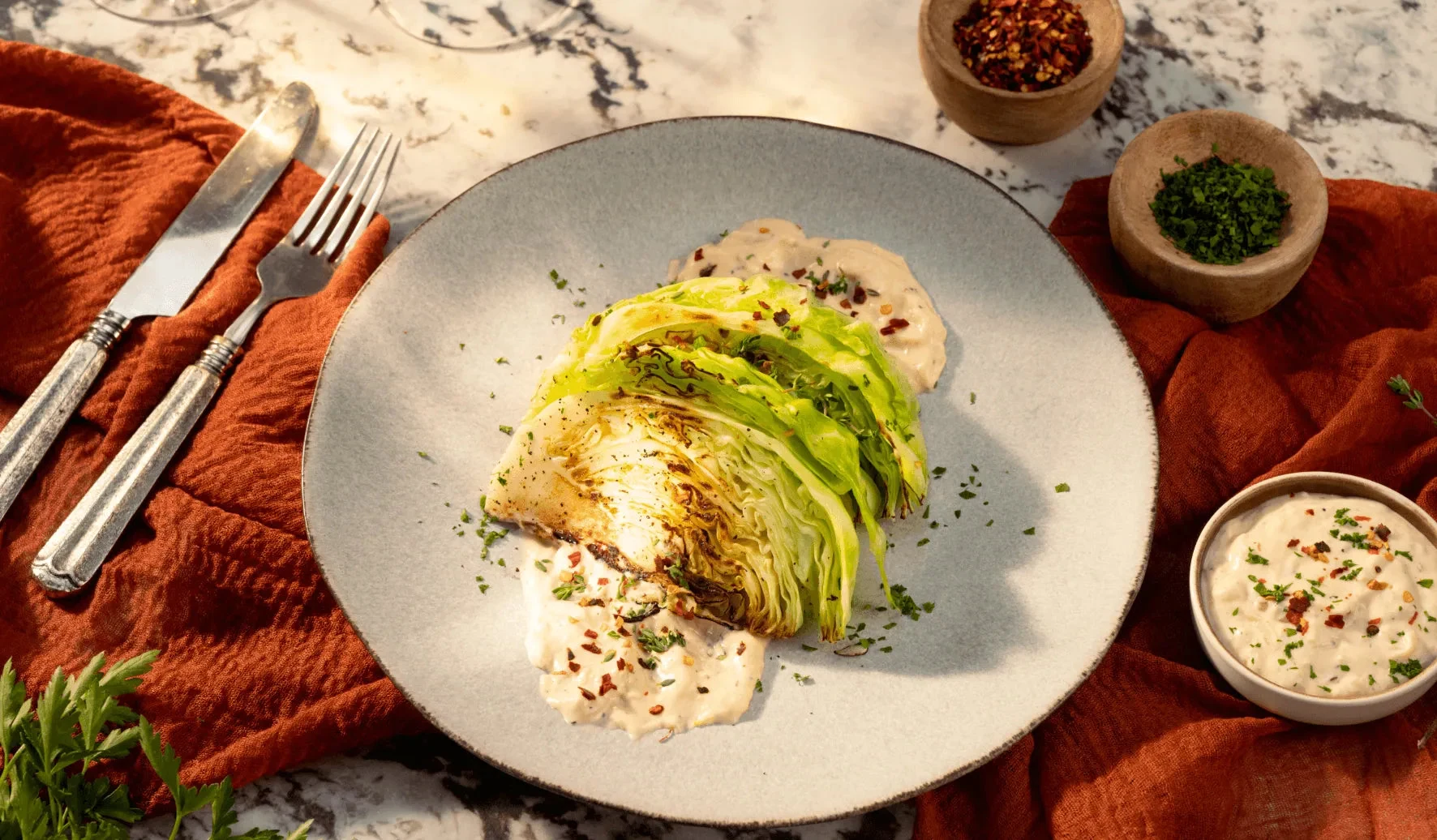 Melting Cabbage With Garlic Parmesan Sauce