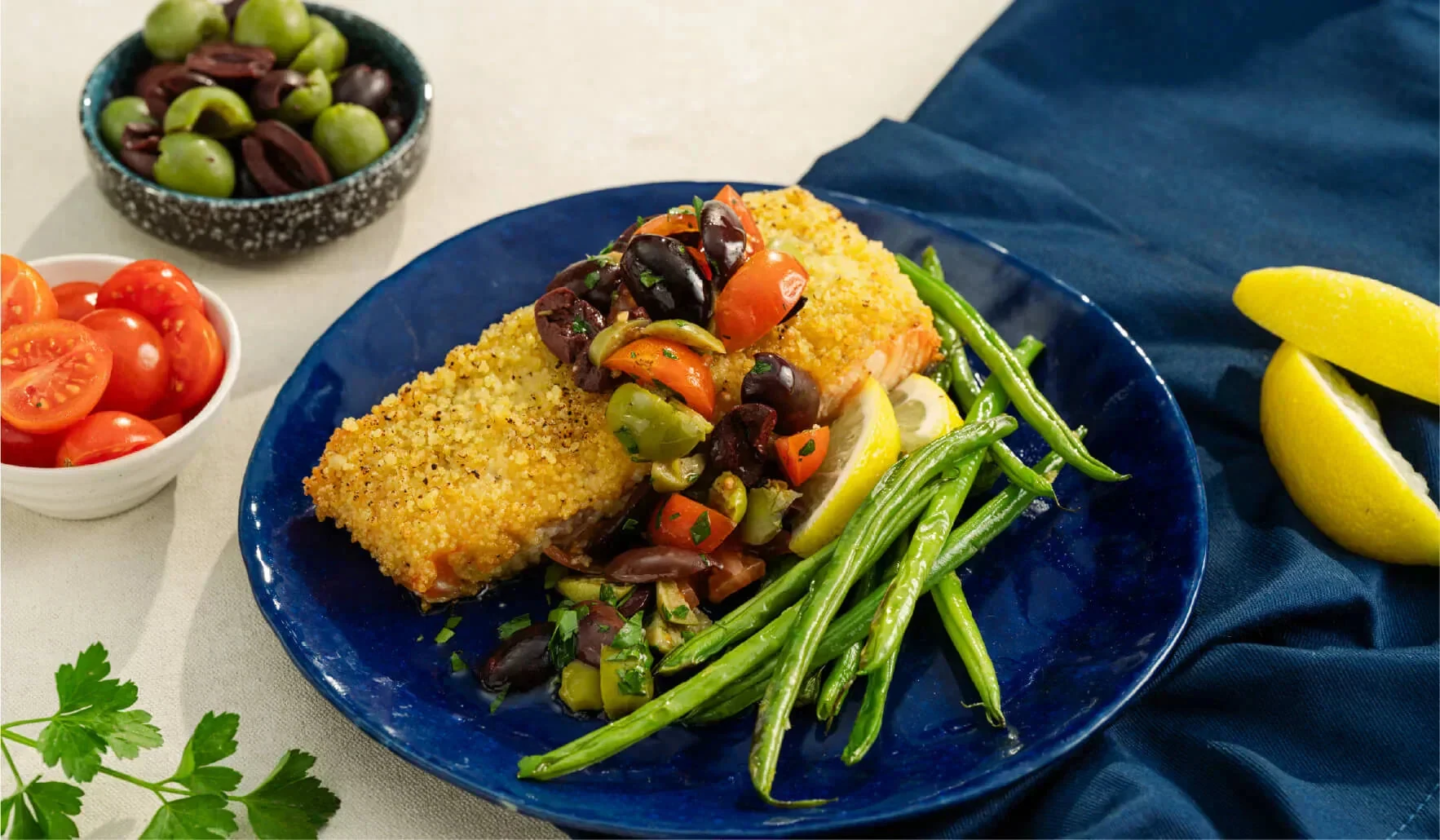 Couscous-Crusted Salmon With Green Beans