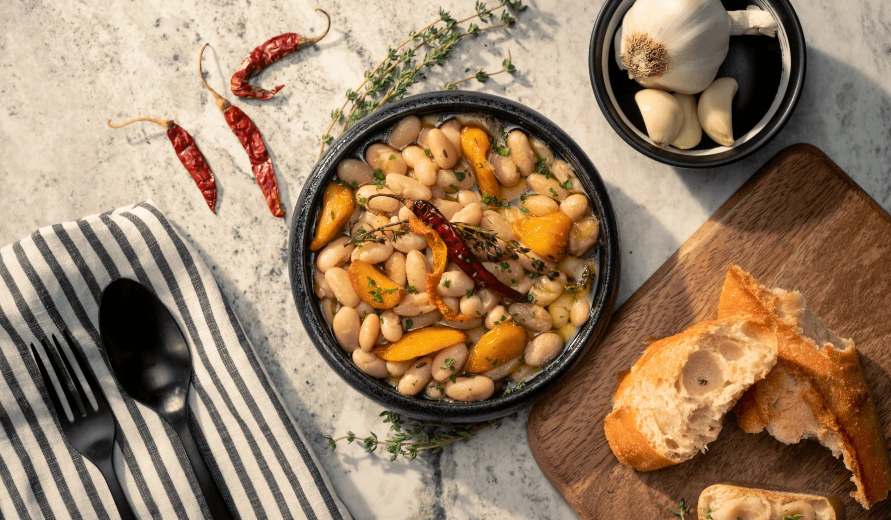 Spicy Garlic Confit & Beans