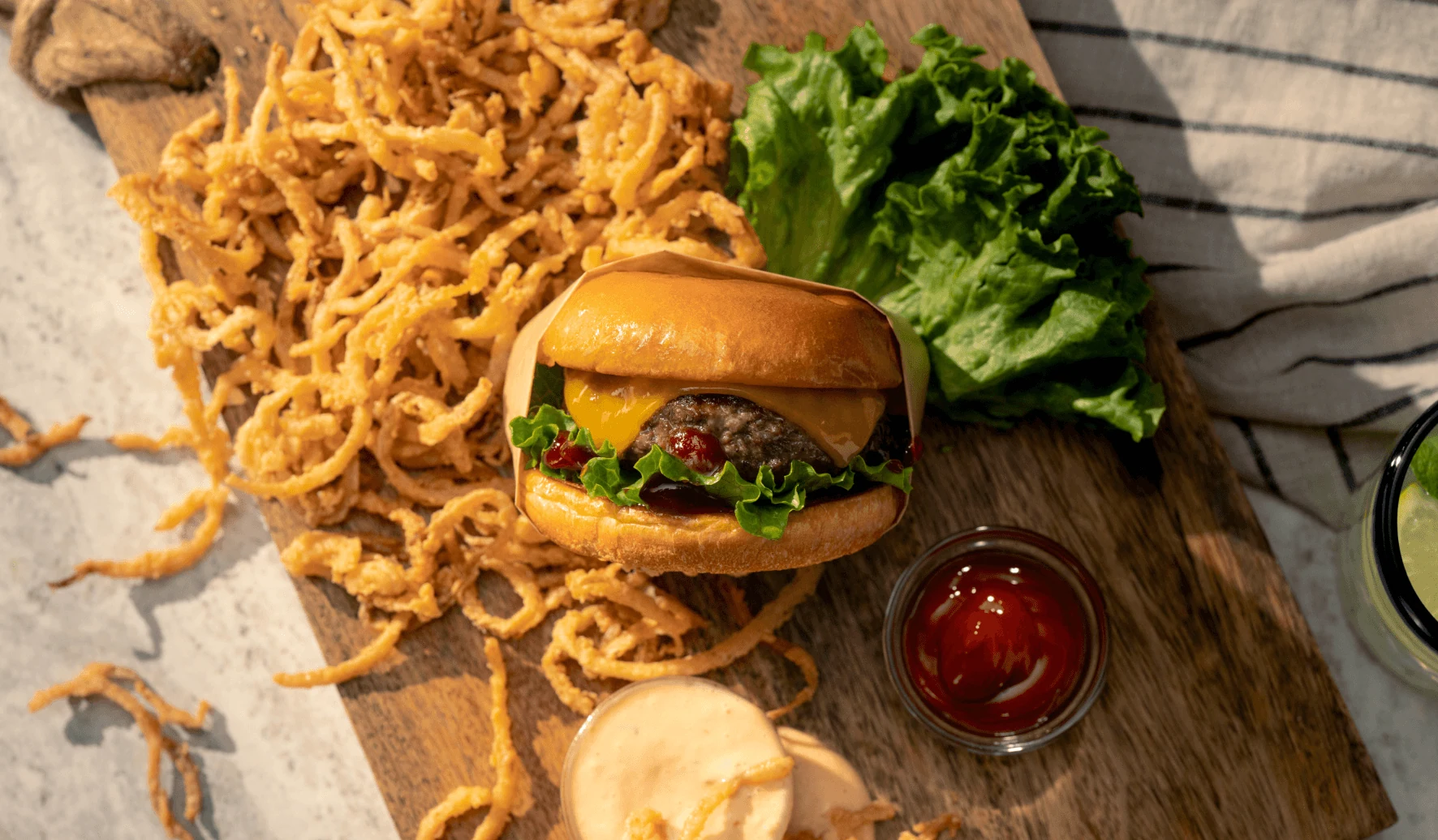 BBQ Burgers With Onion Straws